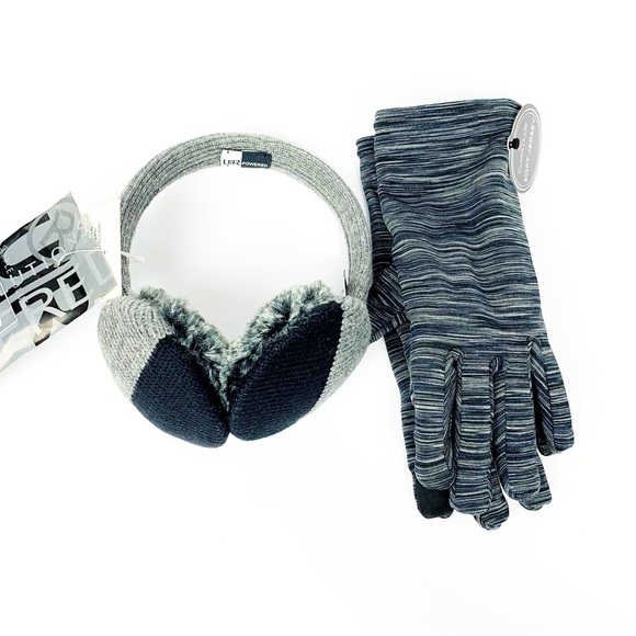 Touchscreen Grey Fleece Lined Gloves | Earmuff Audio Headphones Cords Included - Picture 10 of 15
